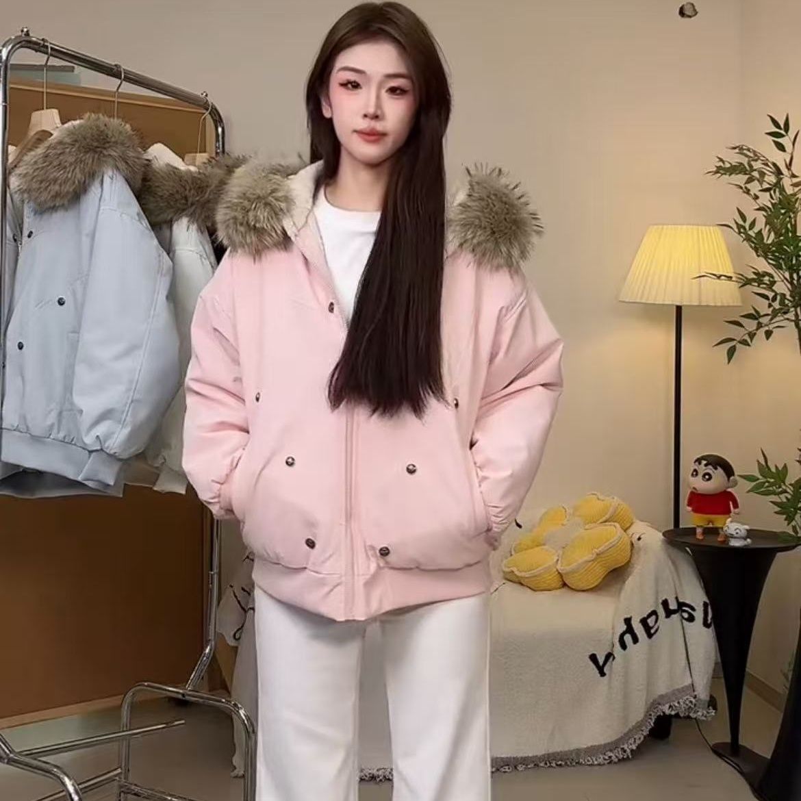Sherpa Coat Women - معطف باركا شتوي دافئ مبطن بالشيربا