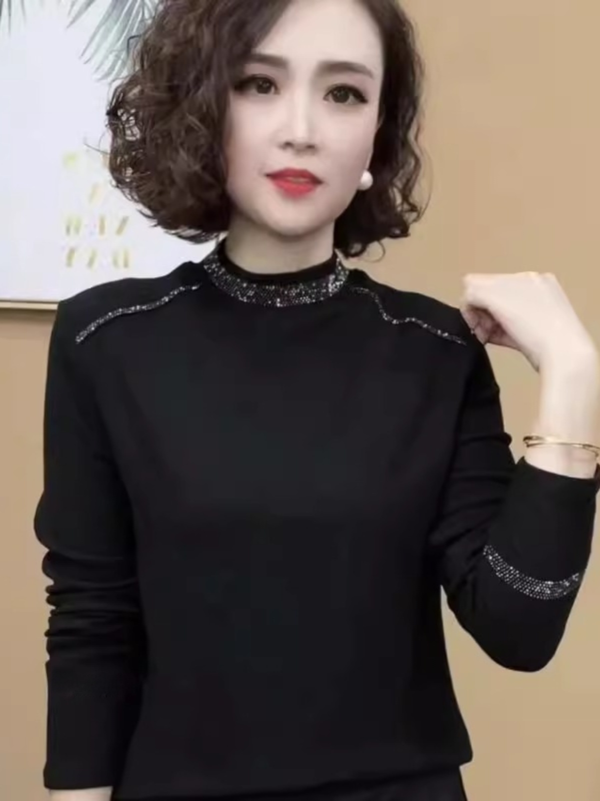 Women Fashion Over 40 - قميص نسائي أنيق بأكمام طويلة وياقة