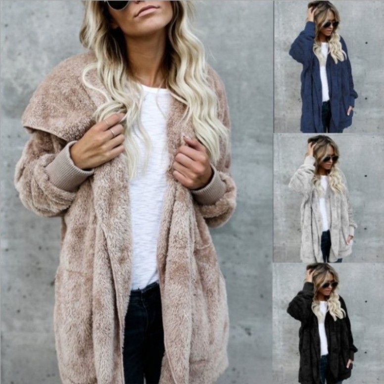Sherpa Coat Women - معطف فرو صناعي دافئ من القطيفة