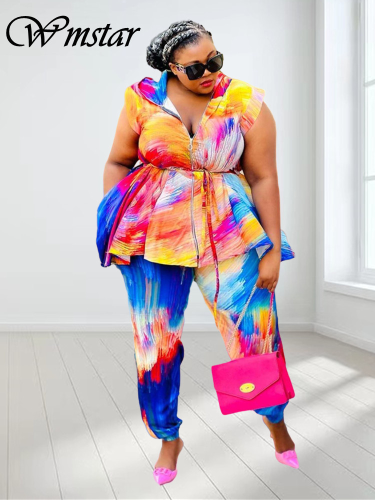 Tie Dye Two Piece - Wmstar حجم كبير النساء الملابس قطعتين