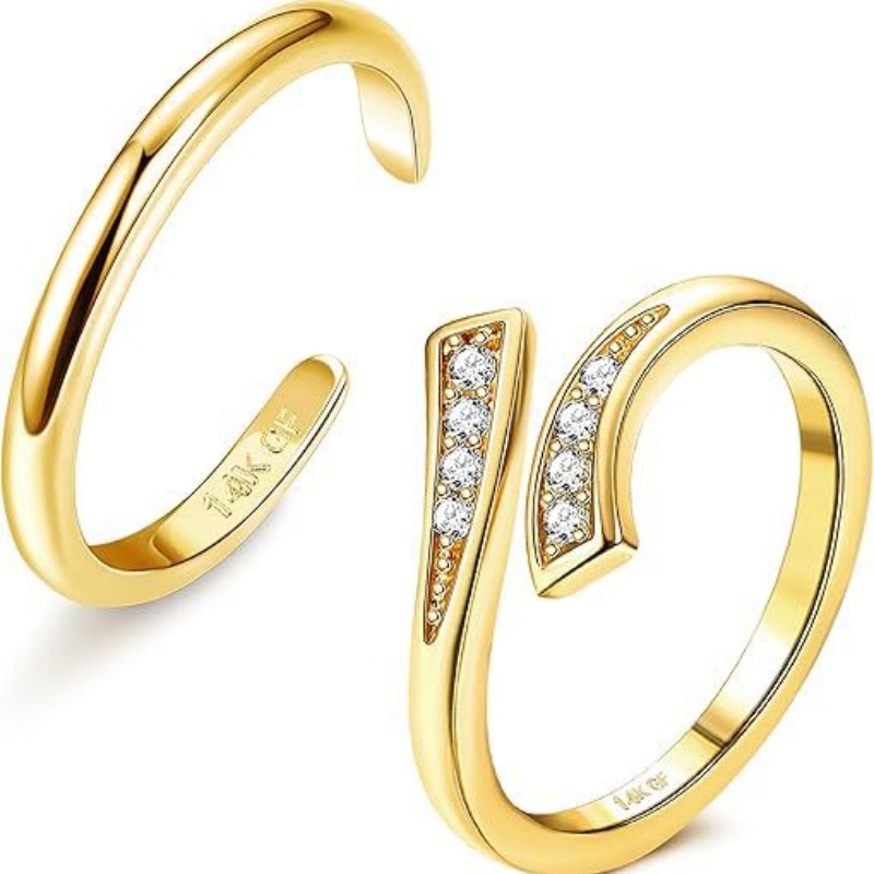 Women'S Fashion Rings Gold - 14K مطلية بالذهب قابل للتعديل الزركون