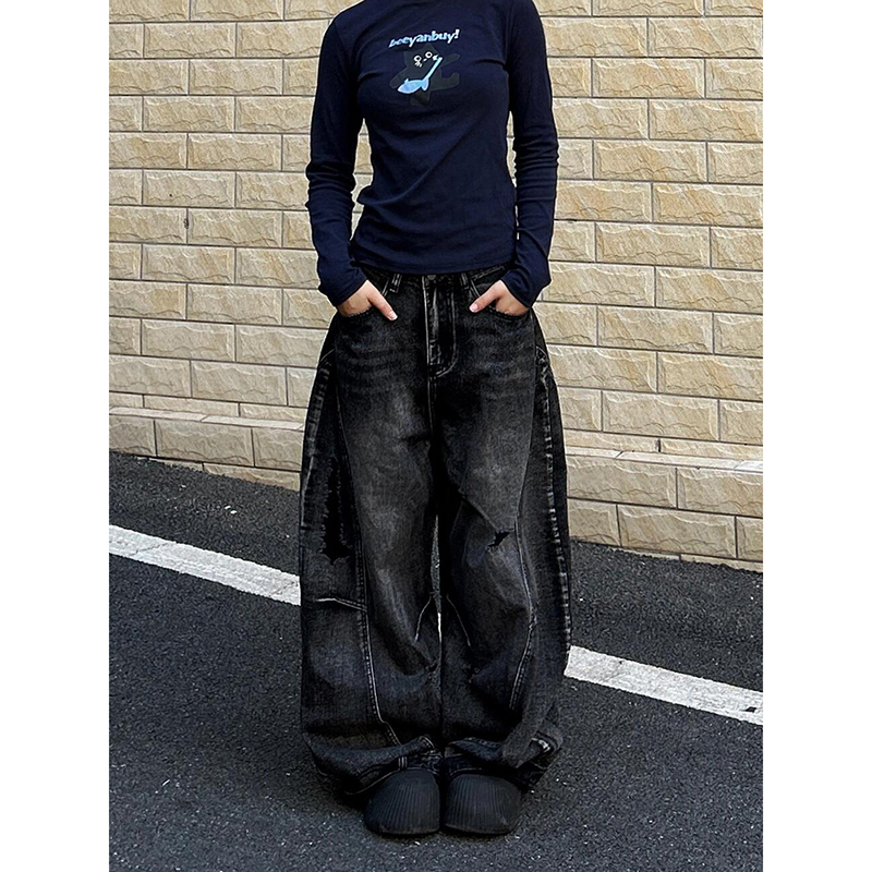 Mom Jeans Women - ZHIZOU النساء المسترجلة الظلام الأكاديمية فضفاض