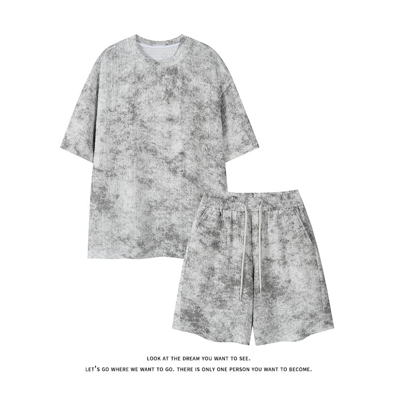 Tie Dye Two Piece - طقم صيفي رجالي على الطراز الأمريكي،