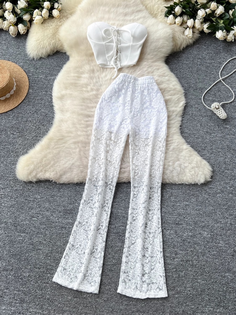 Lace Trim Cami - Foamlina الأمريكية Ins أنثى مثير الأشرطة