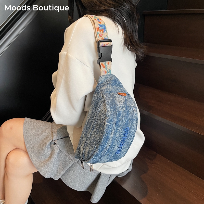 Women'S Fashion Boutique - حقائب الصدر الزرقاء من قماش الدنيم