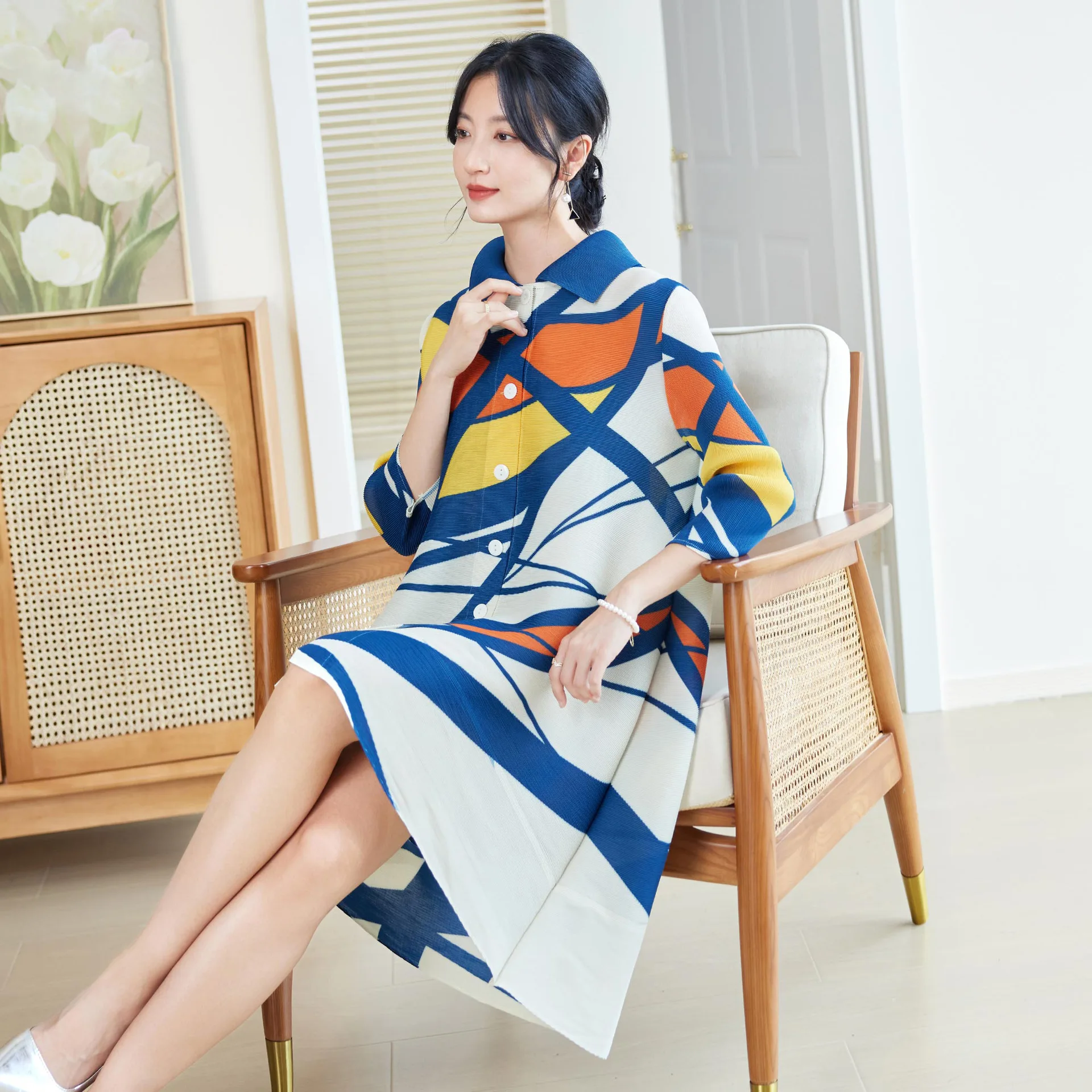 فستان مطوي على طراز مياكي للنس - مراجعة Longline Cardigan Knit وسعره