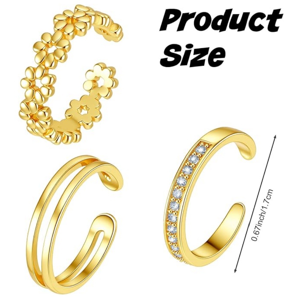 طقم خواتم ذهبية قابلة للتعديل  - مراجعة Women'S Fashion Rings Gold وسعره