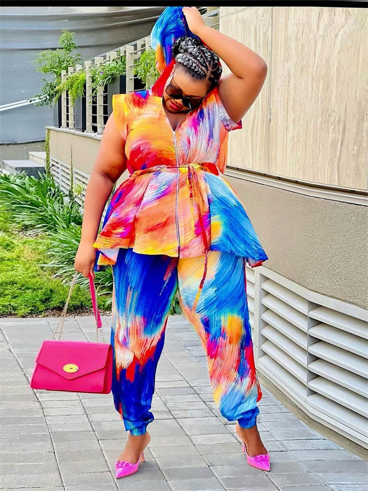 Wmstar حجم كبير النساء الملابس - مراجعة Tie Dye Two Piece وسعره