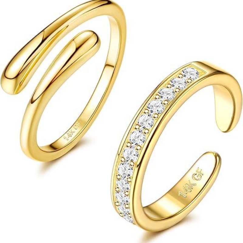 14K مطلية بالذهب قابل للتعديل  - مراجعة Women'S Fashion Rings Gold وسعره