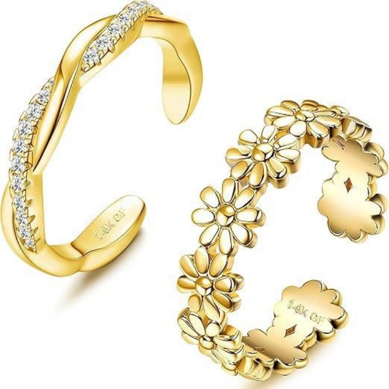 14K مطلية بالذهب قابل للتعديل  - مراجعة Women'S Fashion Rings Gold وسعره