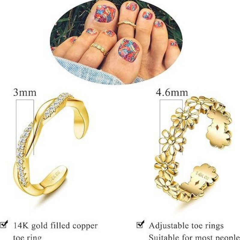 14K مطلية بالذهب قابل للتعديل  - مراجعة Women'S Fashion Rings Gold وسعره