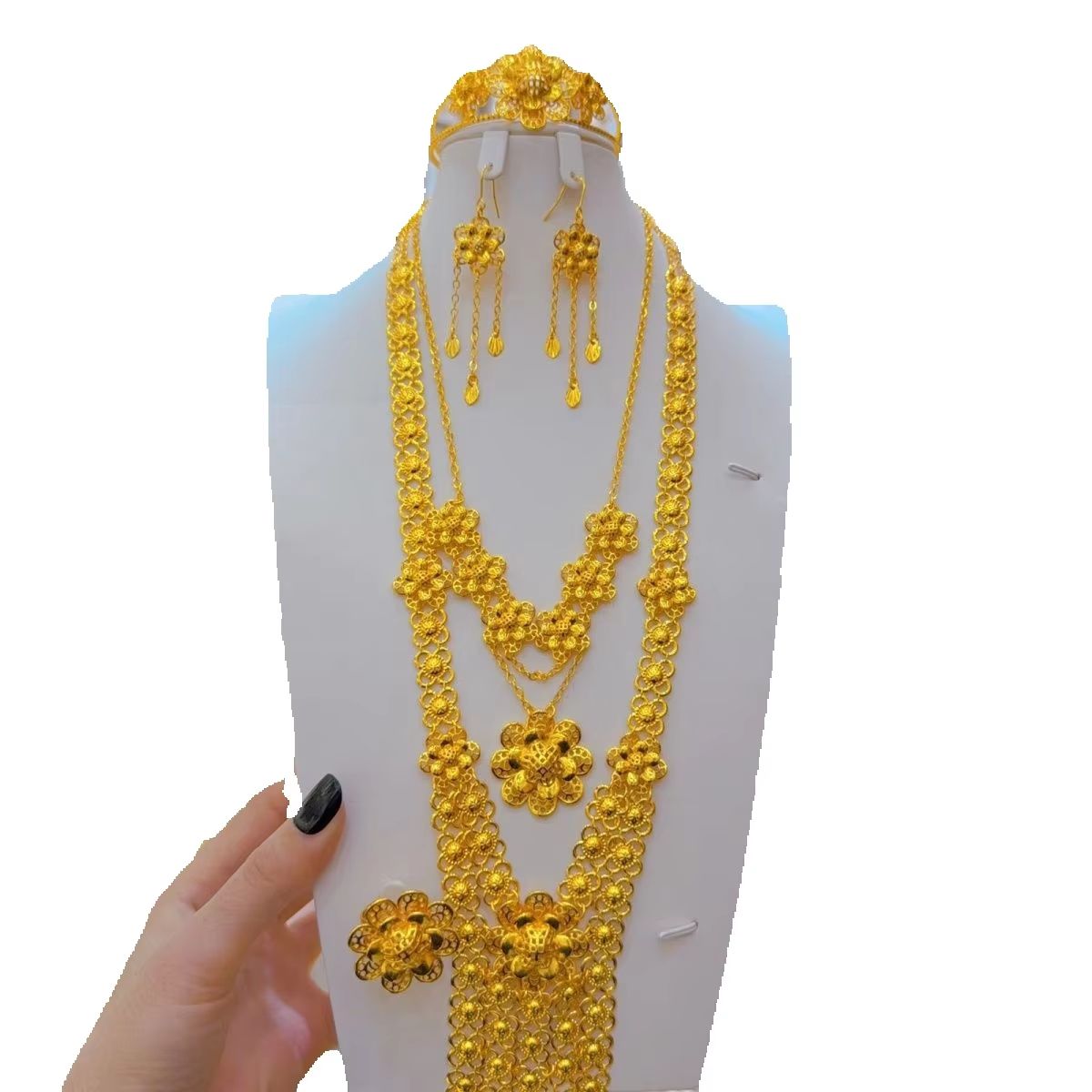 طقم مجوهرات فرنسي جديد فاخر مط - مراجعة Women'S Fashion Rings Gold وسعره