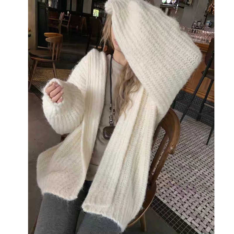 سترة بقلنسوة مفتوحة من الأمام  - مراجعة Longline Cardigan Knit وسعره