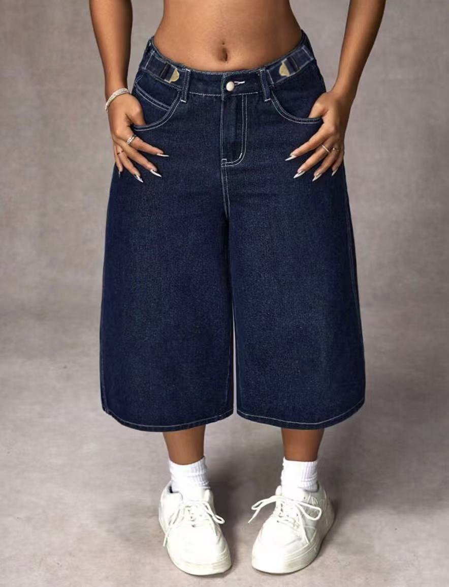 جينز كابري أزرق داكن بتصميم ري - مراجعة Mom Jeans Women وسعره