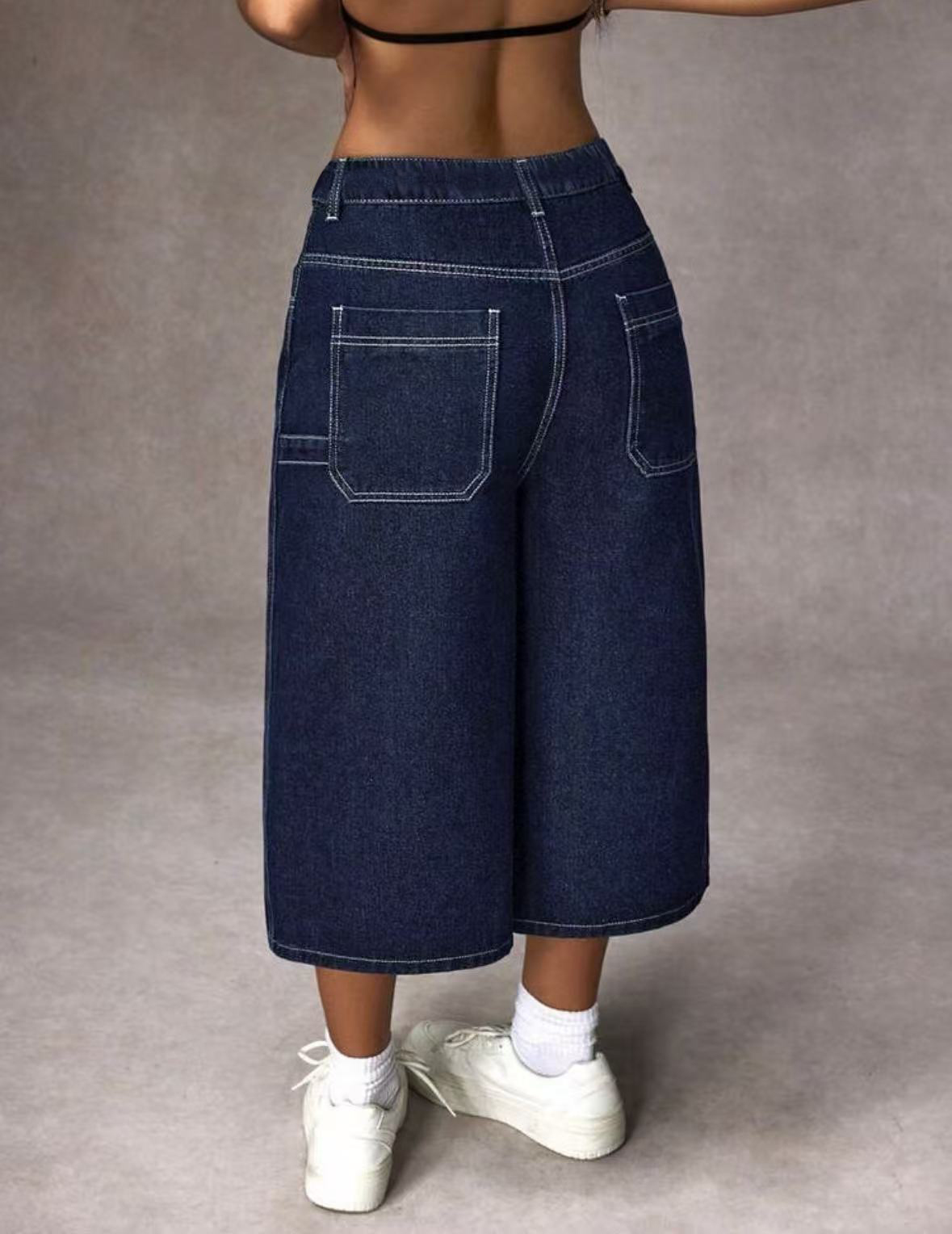 جينز كابري أزرق داكن بتصميم ري - مراجعة Mom Jeans Women وسعره
