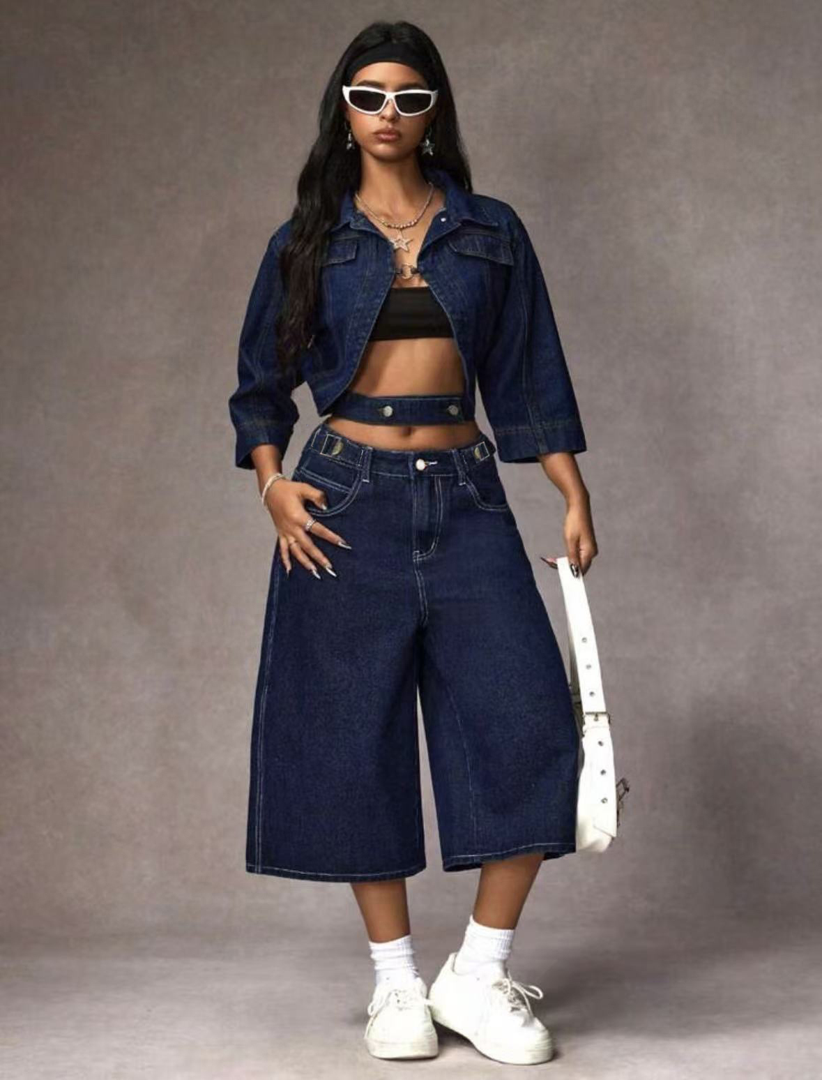 جينز كابري أزرق داكن بتصميم ري - مراجعة Mom Jeans Women وسعره