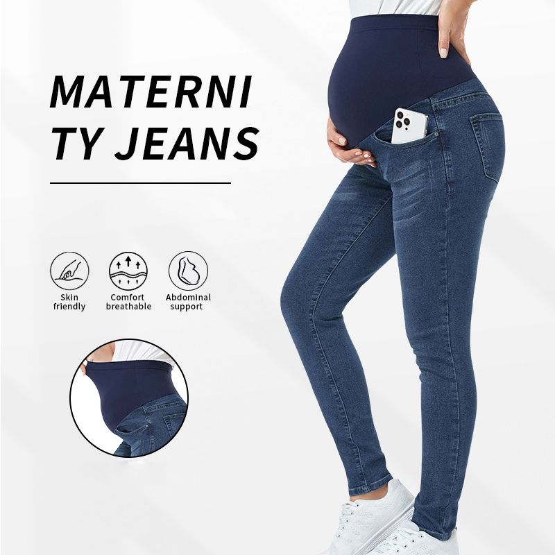 جينز حمل بخصر عالٍ ضيق للخريف  - مراجعة Mom Jeans Women وسعره