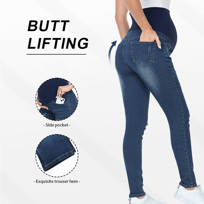 جينز حمل بخصر عالٍ ضيق للخريف  - مراجعة Mom Jeans Women وسعره