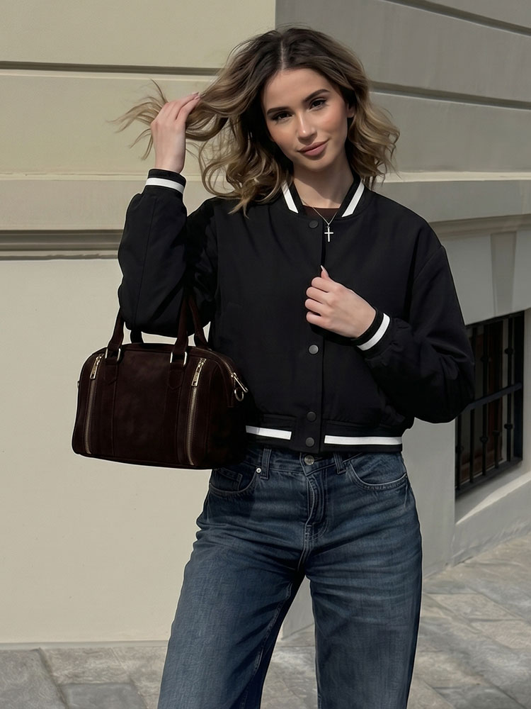 جاكيت نسائي أسود قصير بأزرار أ - مراجعة Crop Top Women وسعره